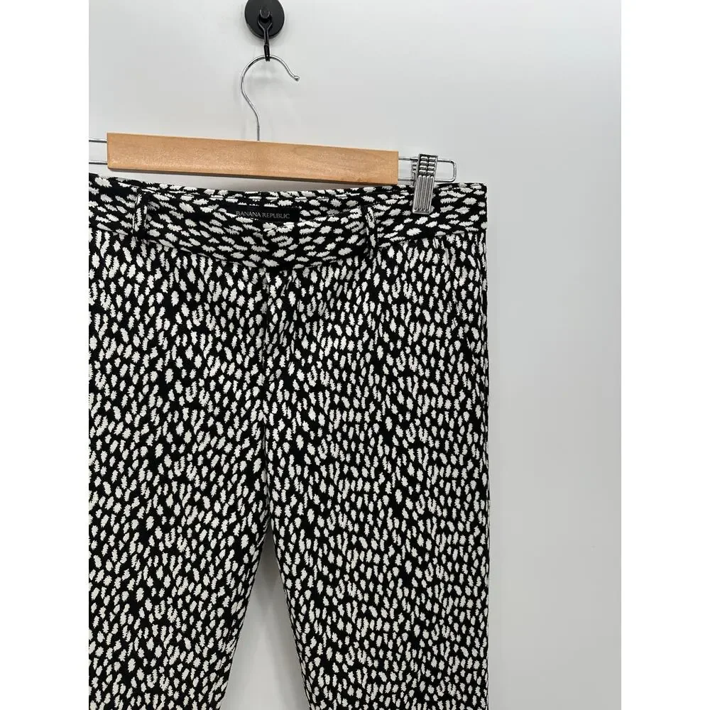 Banana Republic Dress Pants Women 2‎ Black White Polka Dot Trousers Polyester